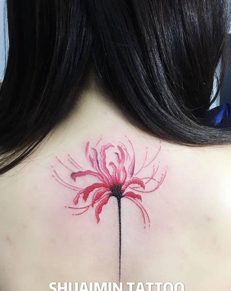 彼岸花纹身图片_背部纹身图案