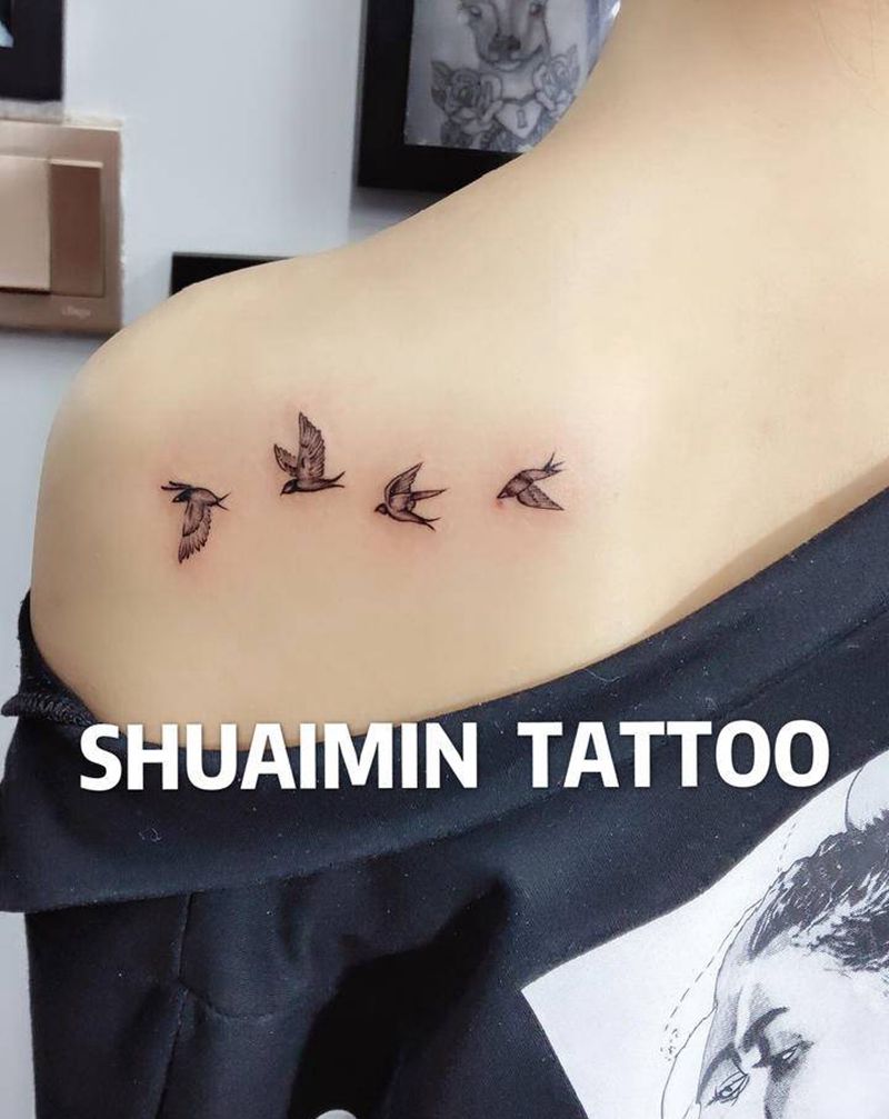 燕纹身图片_肩部纹身图案