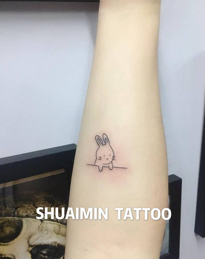 兔纹身图片_手臂纹身图案