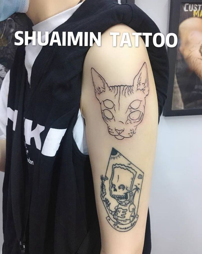 猫纹身图片_手臂纹身图案