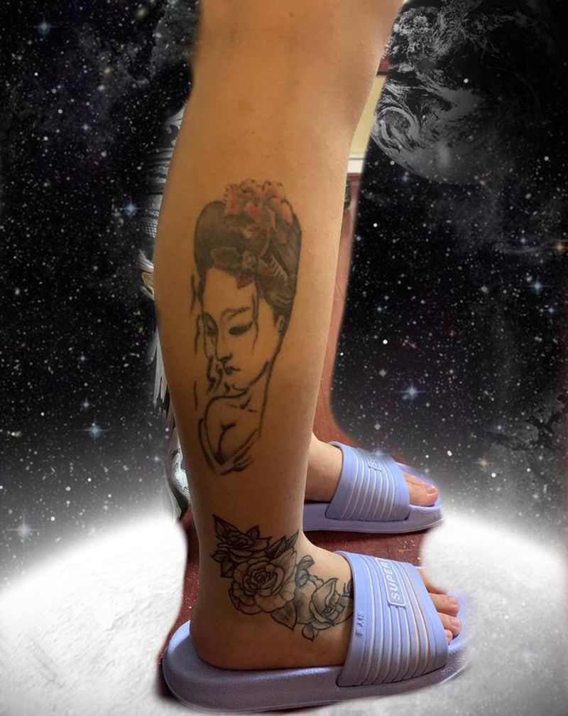 凤凰盖艺技纹身图片_腿部纹身图案