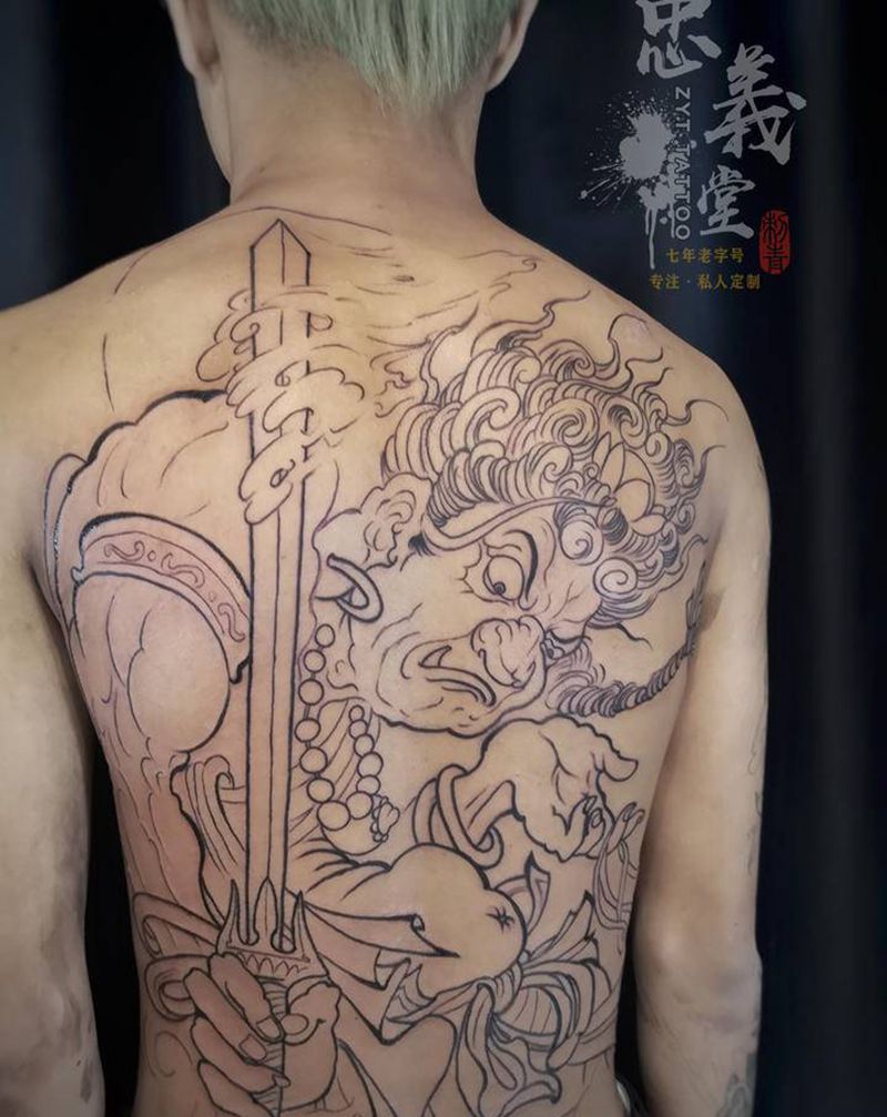 不动明王纹身图片_背部新传统纹身图案