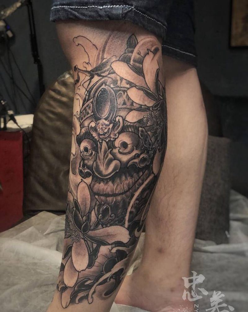 嘎巴拉纹身图片_脚部新传统纹身图案