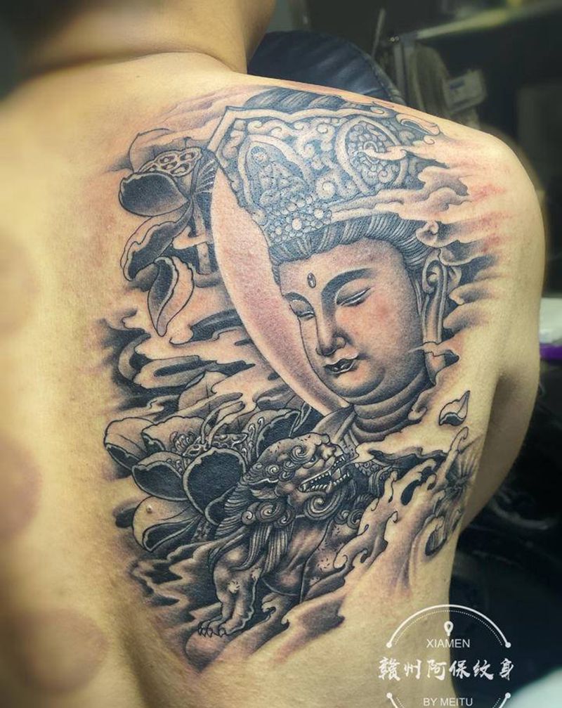 佛像纹身图片_背部纹身图案
