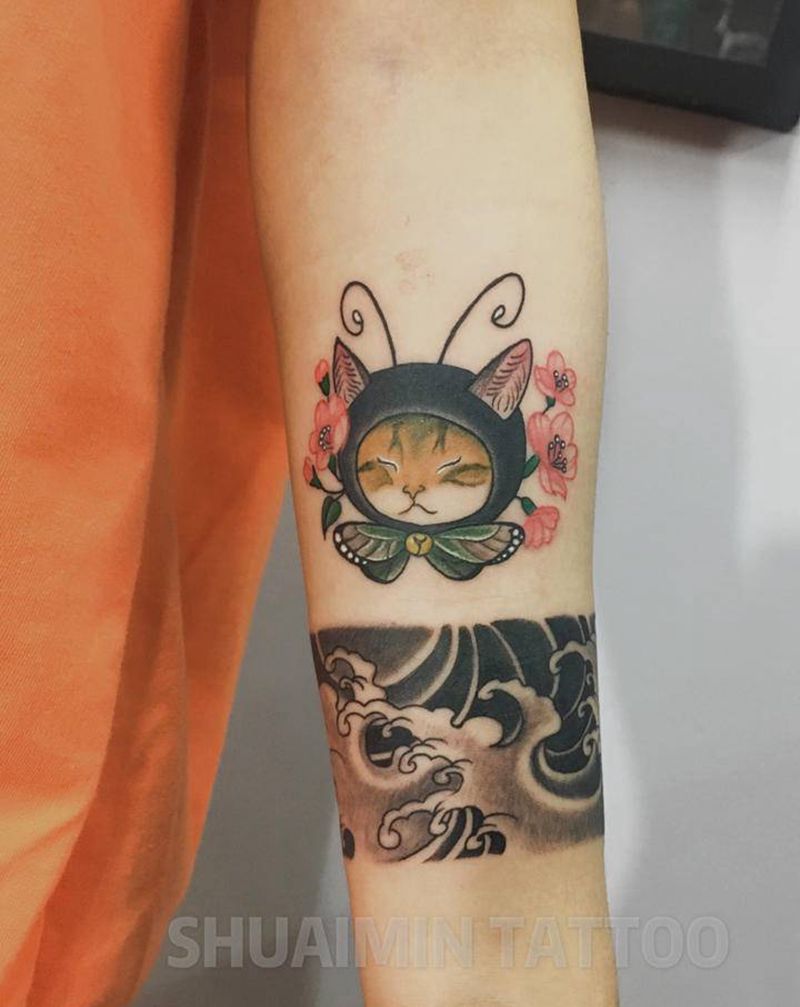 日式臂环纹身图片_腿部手臂老传统Old School纹身图案