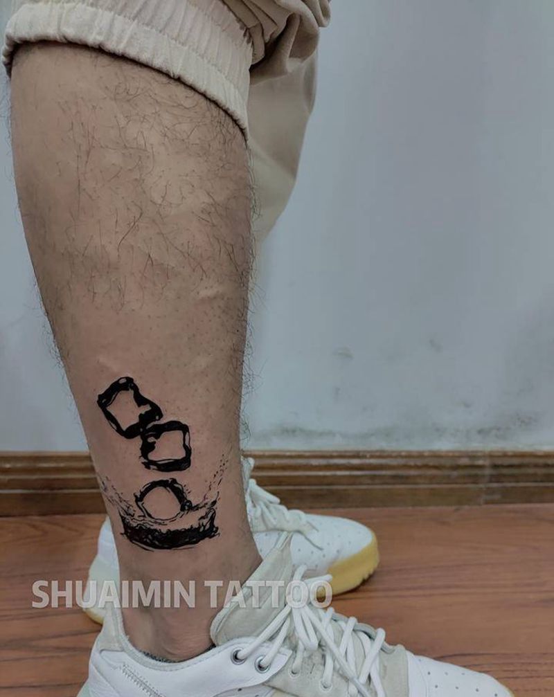 冰块纹身图片_腿部手臂图腾几何纹身图案
