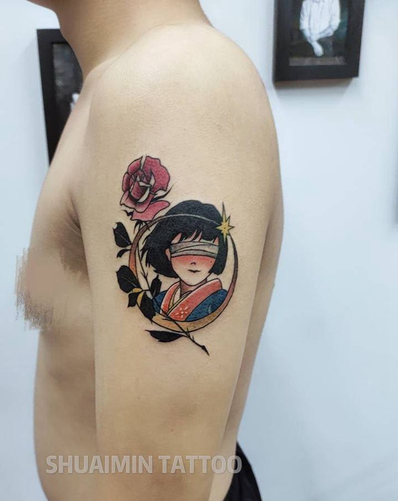 动画片纹身图片_手臂腿部水彩New School纹身图案