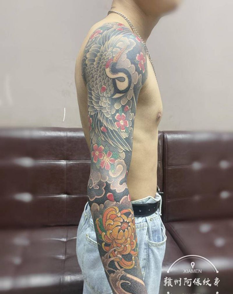 花臂纹身图片_老传统纹身图案