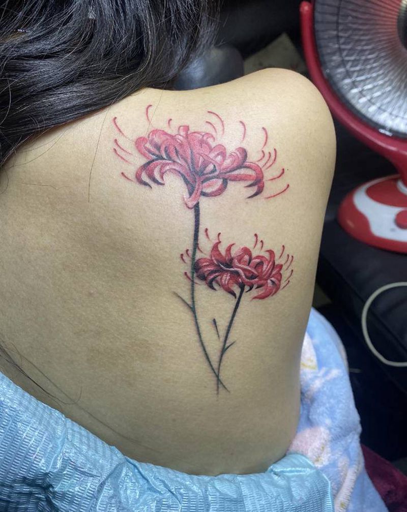 彼岸花纹身图片_肩部纹身图案