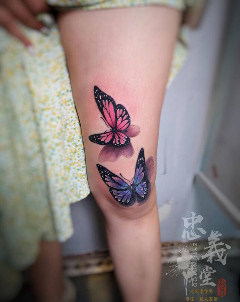 蝴蝶纹身图片_几何水彩纹身图案