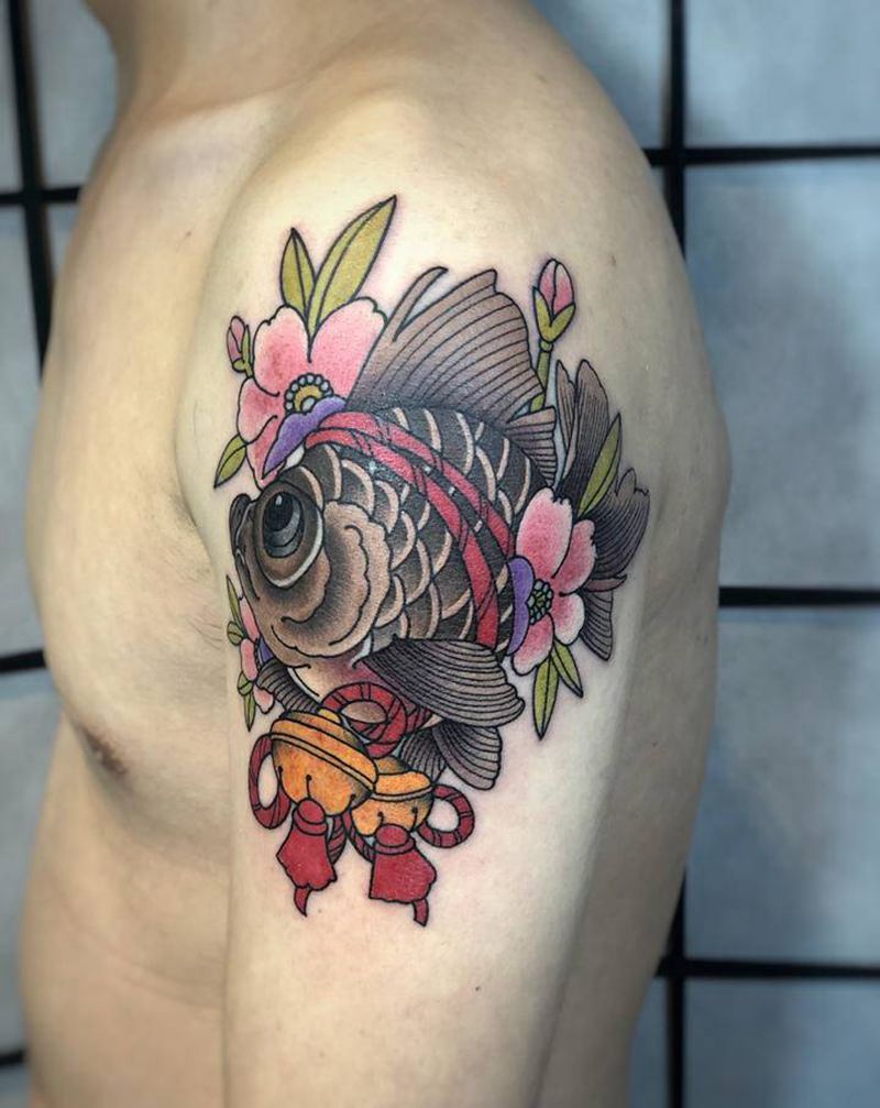 鱼纹身图片_手臂Old School纹身图案