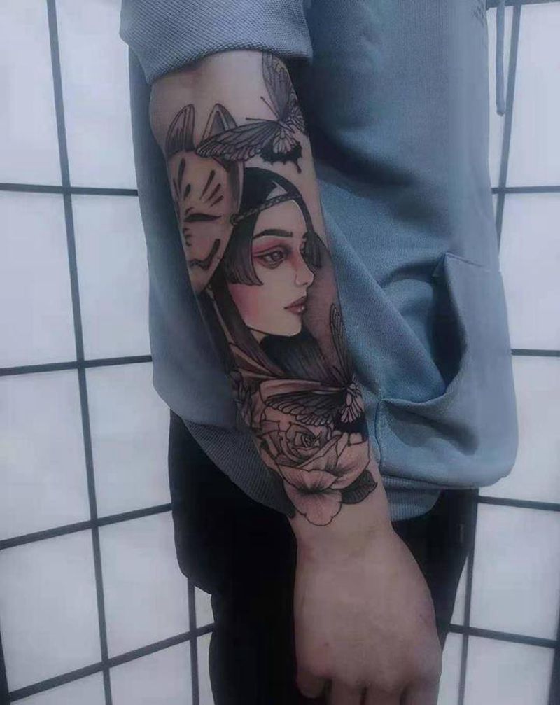 富江纹身图片_手臂欧美写实新传统纹身图案