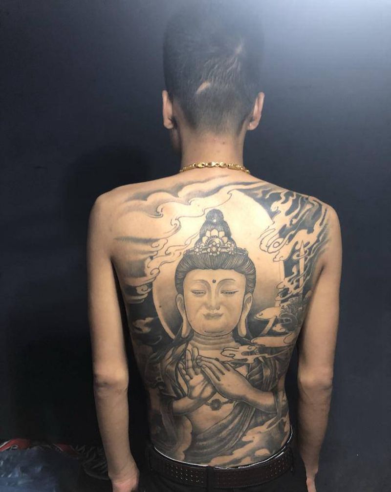 满背菩提未完成纹身图片_背部纹身图案