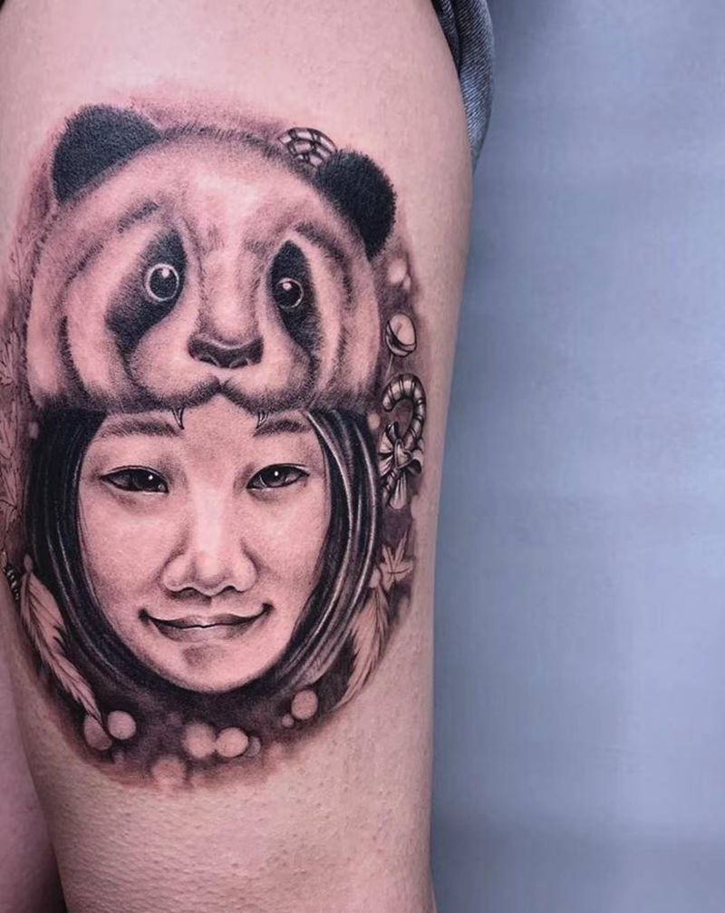 肖像作品纹身图片_腿部手臂欧美写实肖像素描人像欧美人像纹身图案