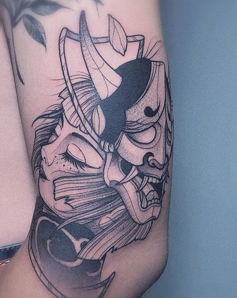 班若纹身图片_手臂点刺纹身图案