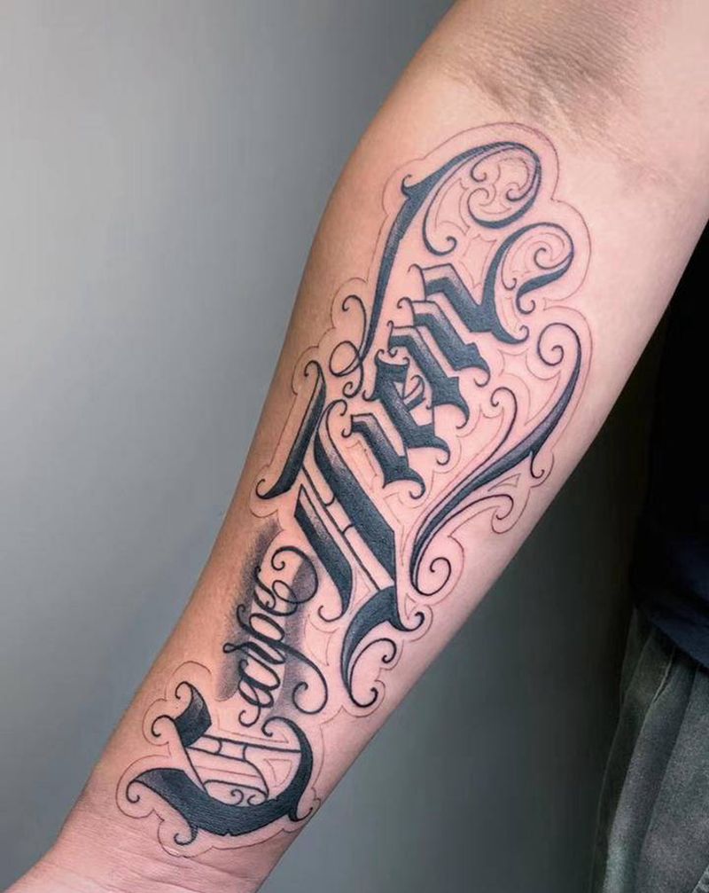 ＃ 及时行乐＃花体字纹身图片_手臂腿部花体字图腾花体字奇卡诺花体纹身图案