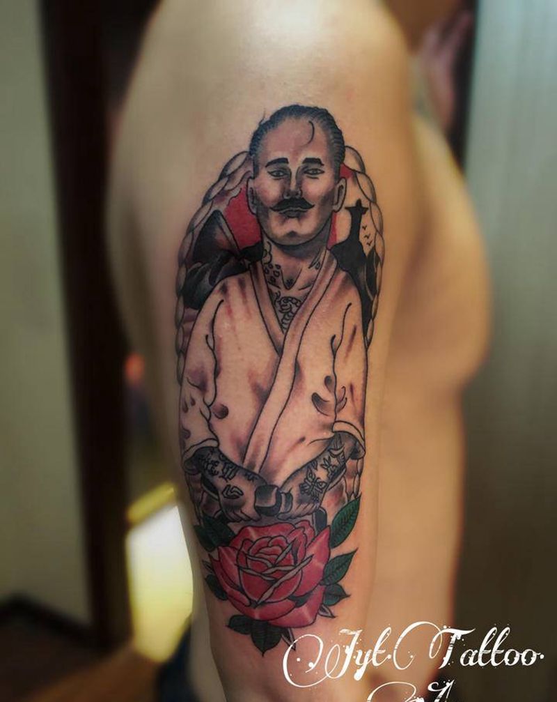 和服男人纹身图片_手臂New SchoolOld School纹身图案