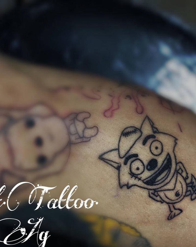 灰太狼纹身图片_腿部New SchoolOld School纹身图案