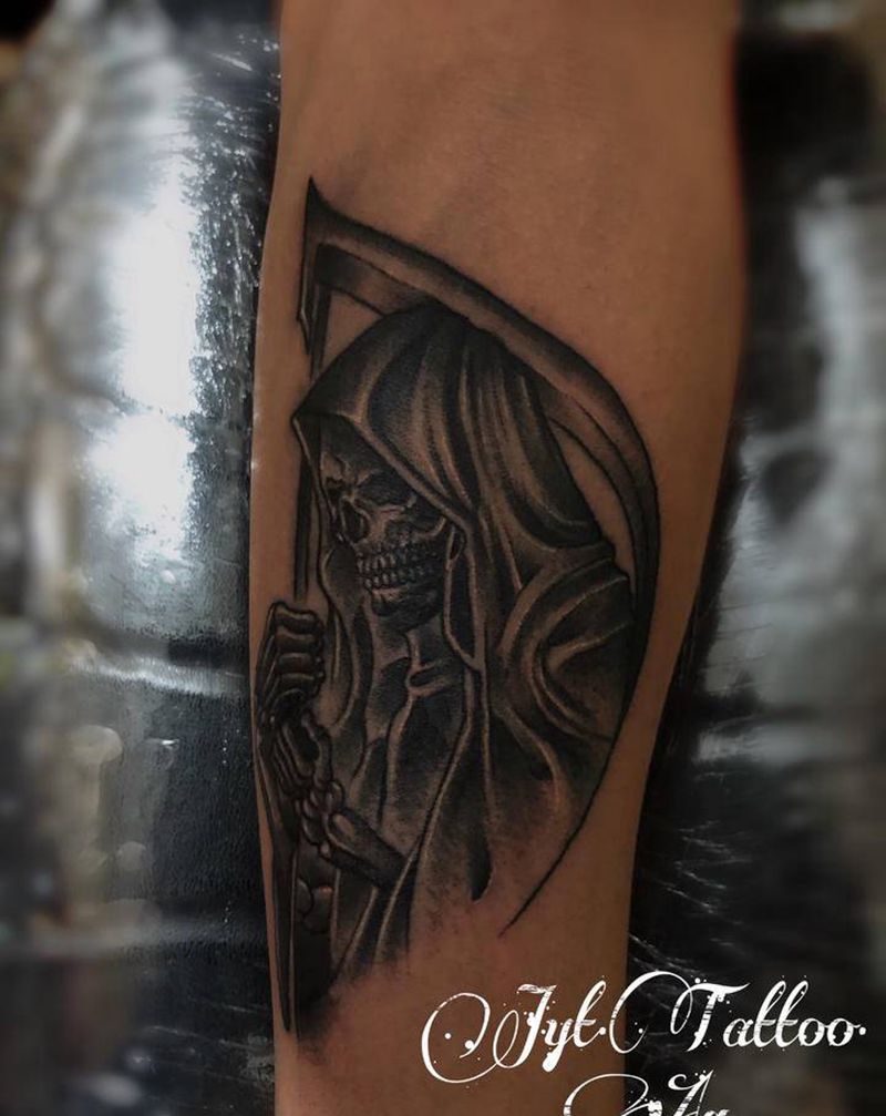 死神纹身图片_手臂欧美写实纹身图案