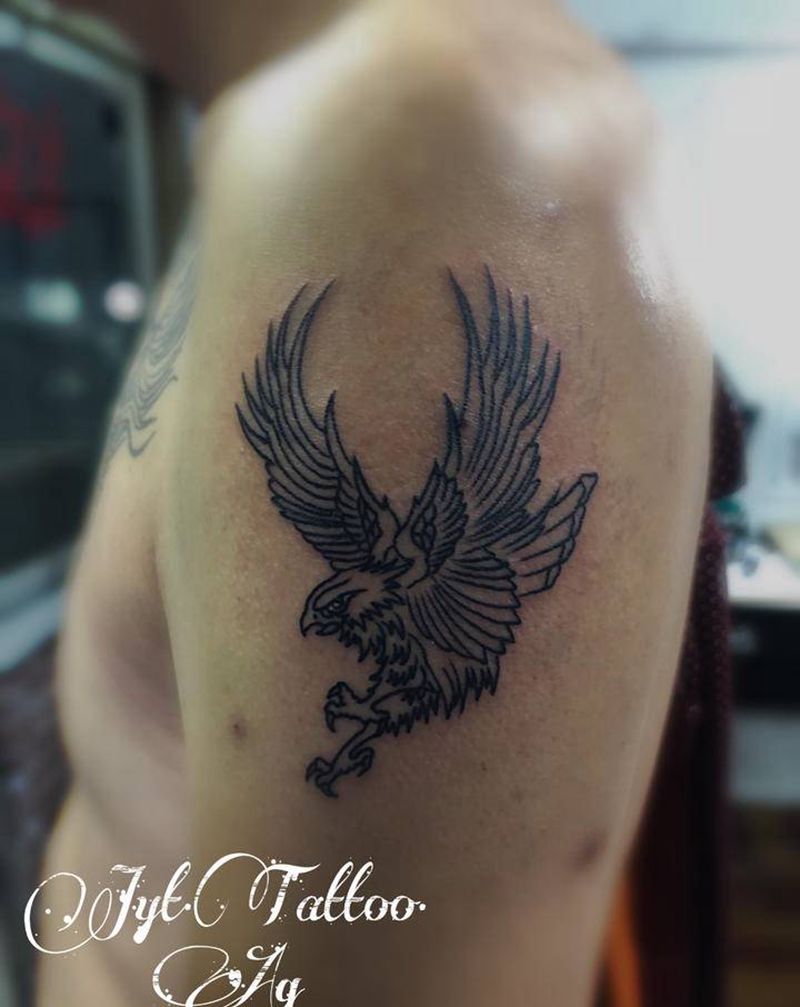 两只老鹰纹身图片_手臂New SchoolOld School纹身图案