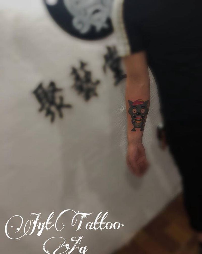 灰太狼纹身图片_手臂New SchoolOld School纹身图案