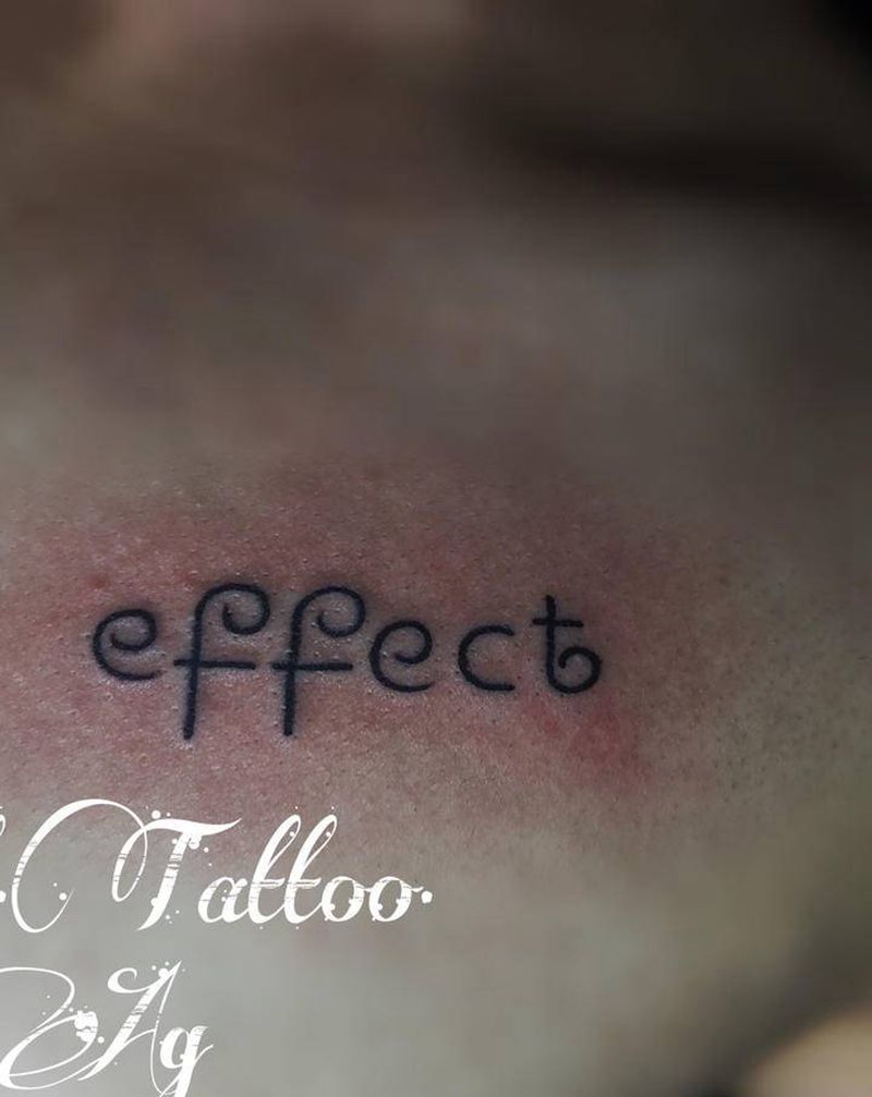 英文纹身图片_胸部花体字纹身图案