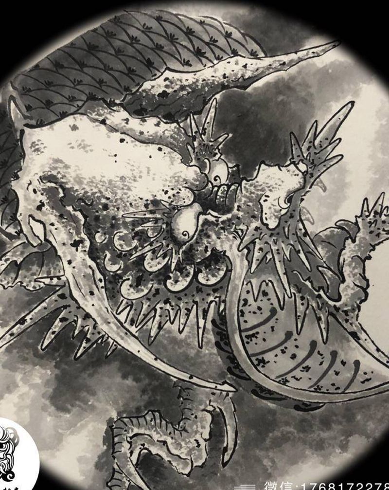 龙纹身图片_水墨纹身图案
