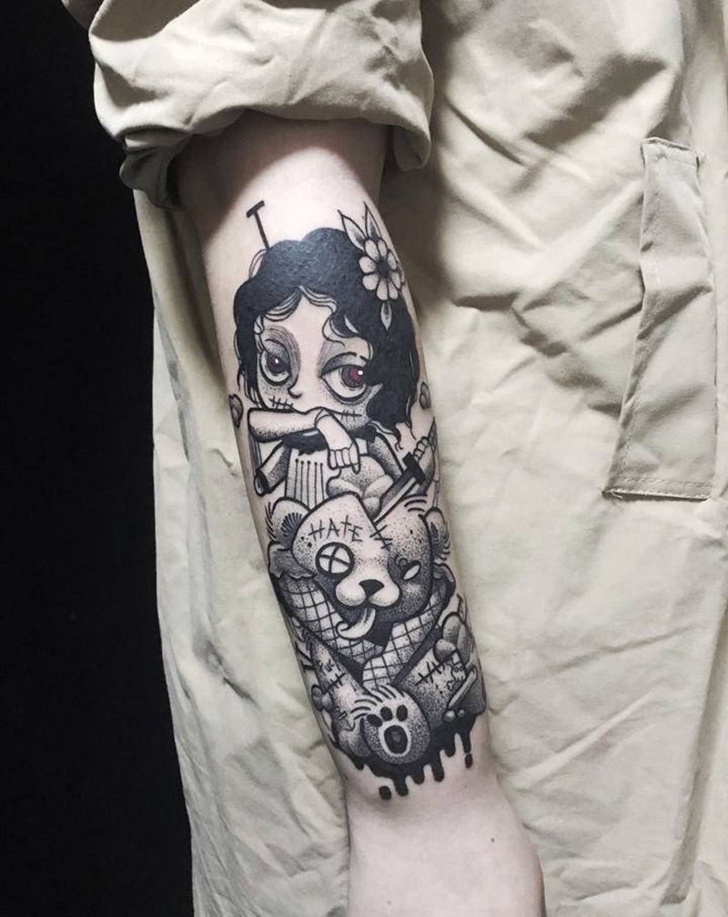 暗黑系点刺  by-小哥纹身图片_手臂点刺纹身图案