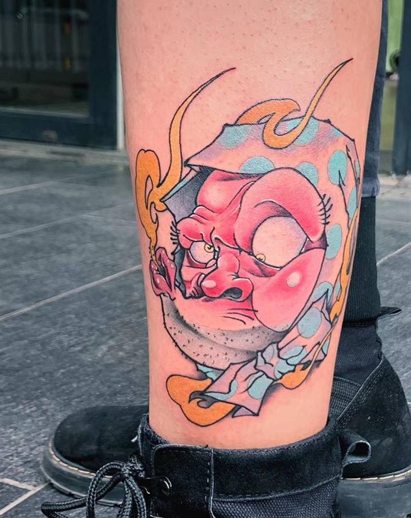 ＃ 新传统吹火男＃纹身图片_腿部手臂新传统吹火男纹身图案