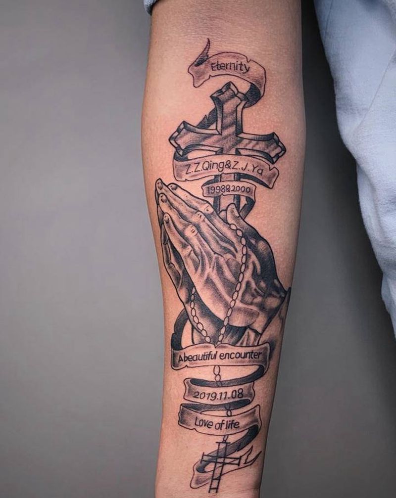 ＃ 祈祷之手＃纹身图片_手臂纹身图案