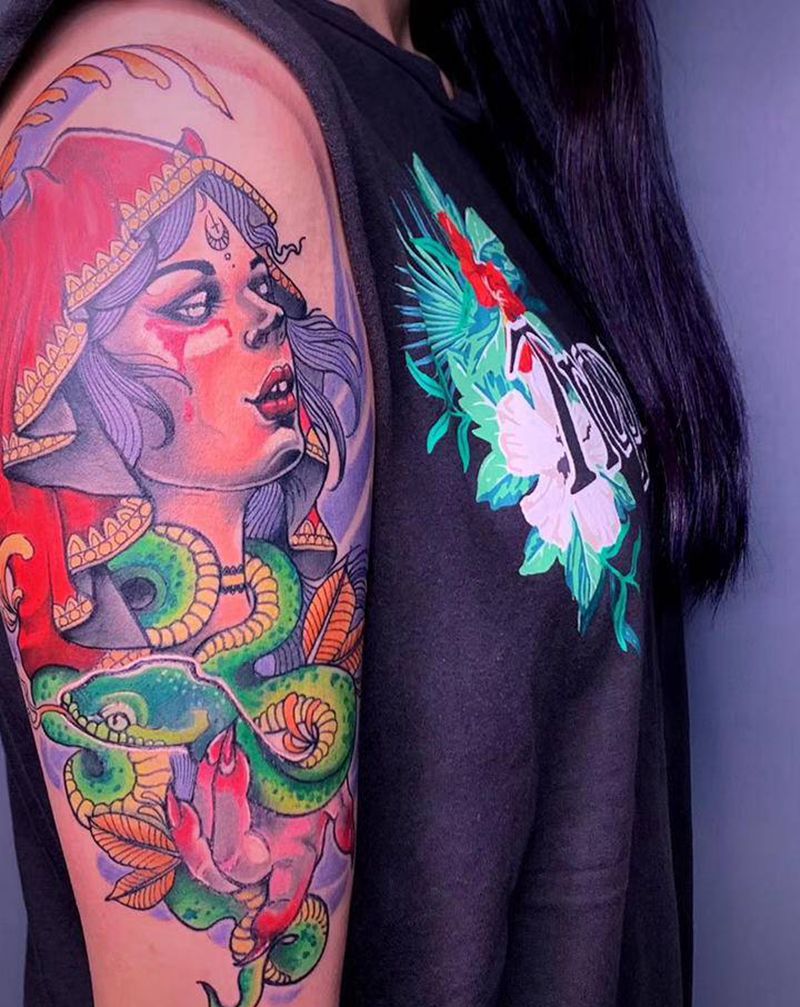 ＃ new school ＃纹身图片_手臂腿部New School水彩纹身图案