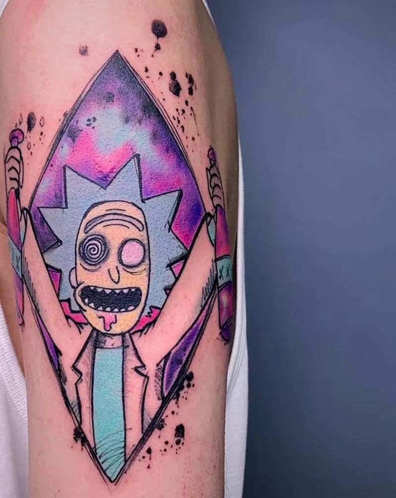 ＃ new school#纹身图片_手臂New School水彩纹身图案