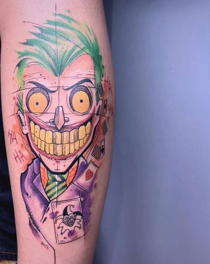 ＃ 水彩小丑＃纹身图片_手臂腿部New School水彩小丑纹身图案