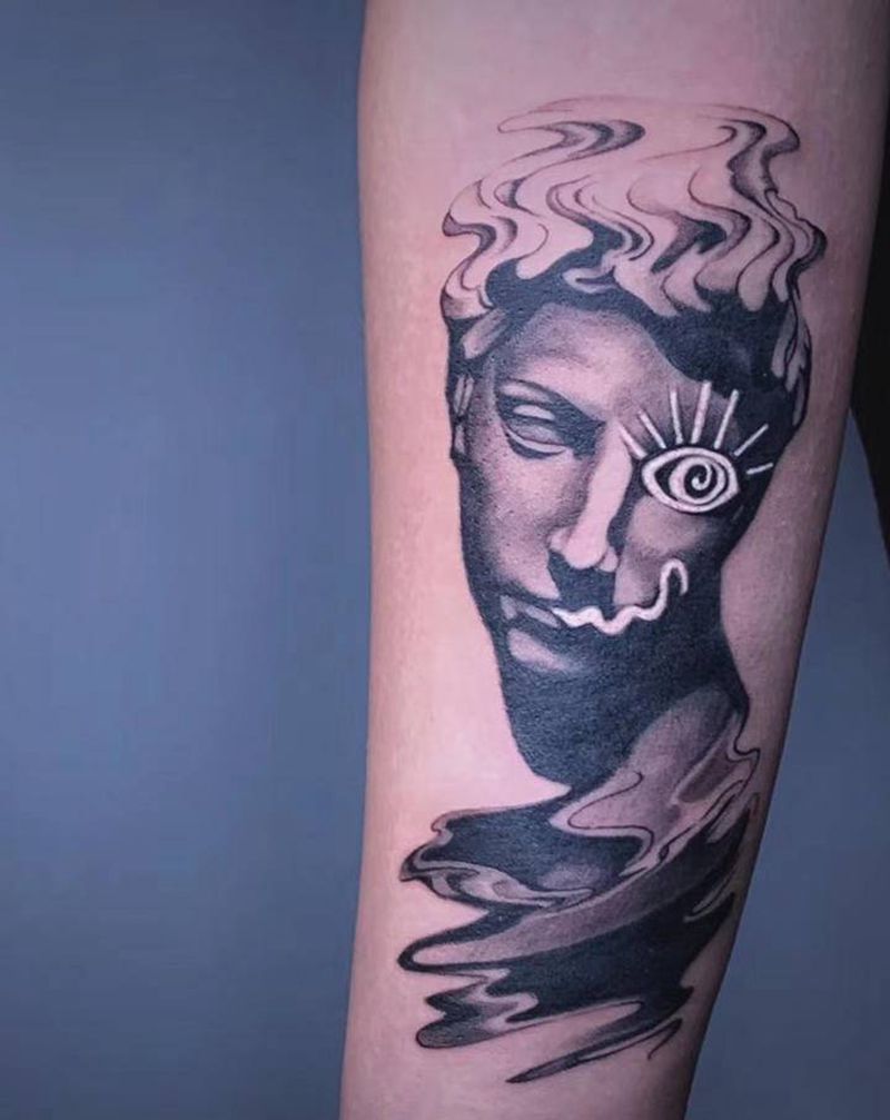 ＃ 扭曲的小卫＃纹身图片_手臂腿部欧美写实雕塑小卫大卫纹身图案