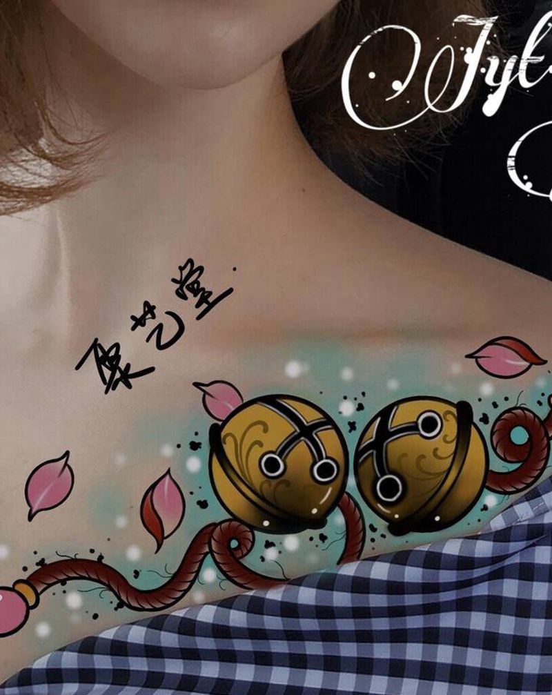 铃铛纹身图片_胸部New SchoolOld School纹身图案
