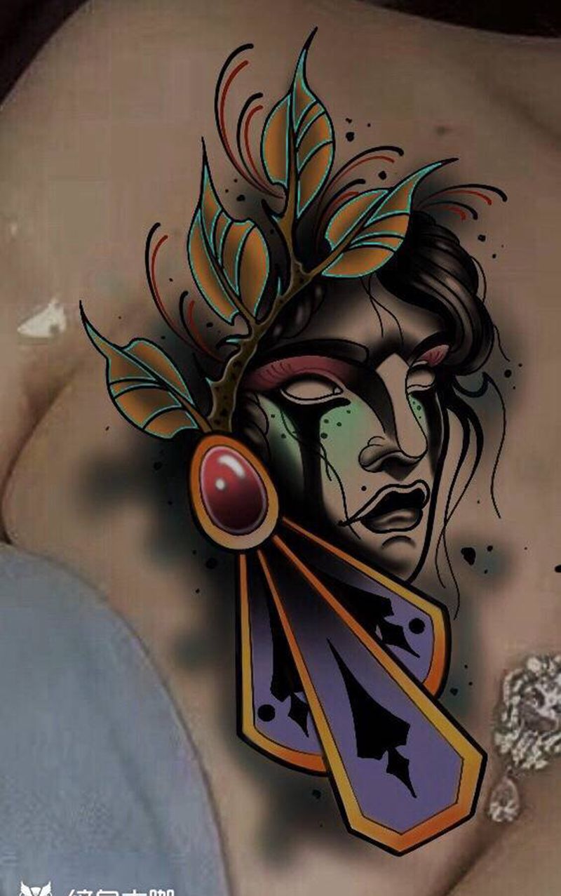 纹身手稿纹身图片_胸部New SchoolOld School纹身图案