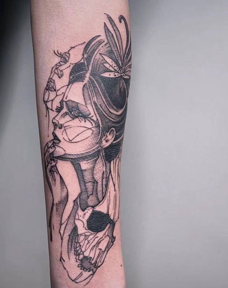 ＃近期小图＃纹身图片_手臂肩部点刺几何纹身图案