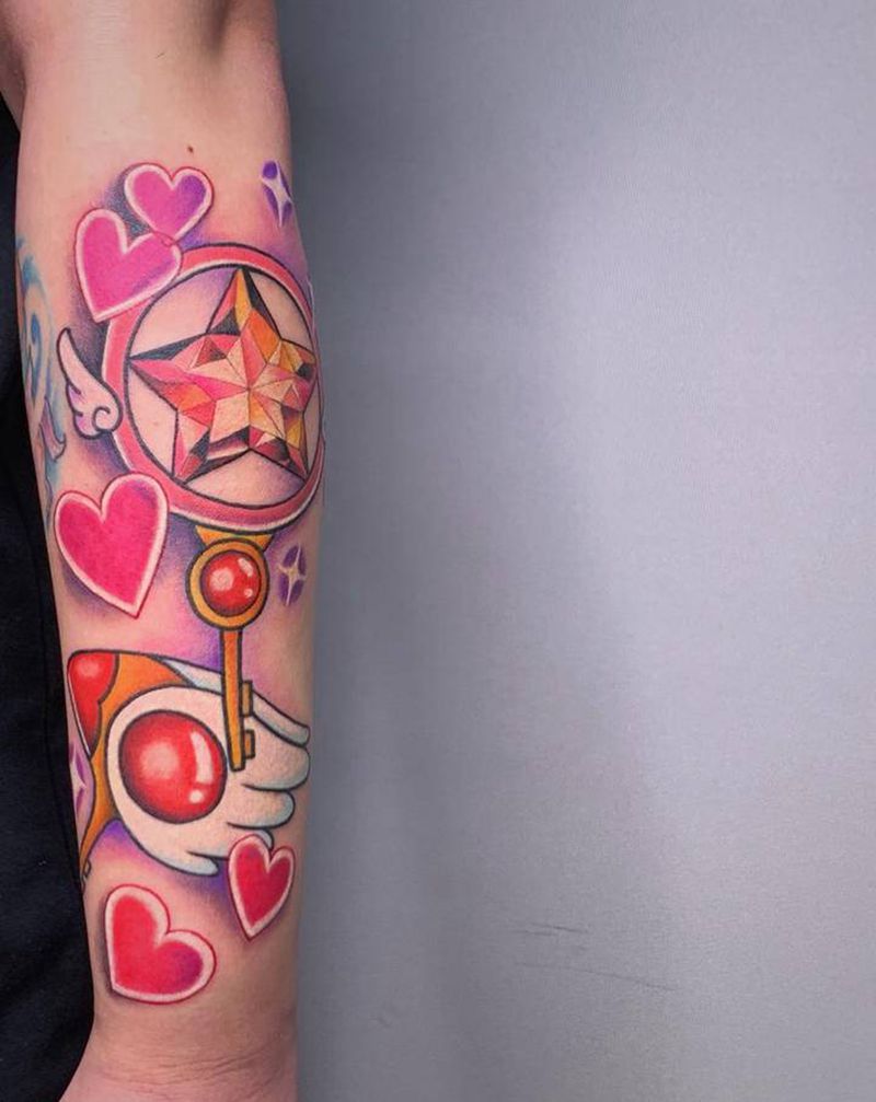 ＃百变小樱＃纹身图片_手臂腿部New School水彩可爱百变小樱纹身图案