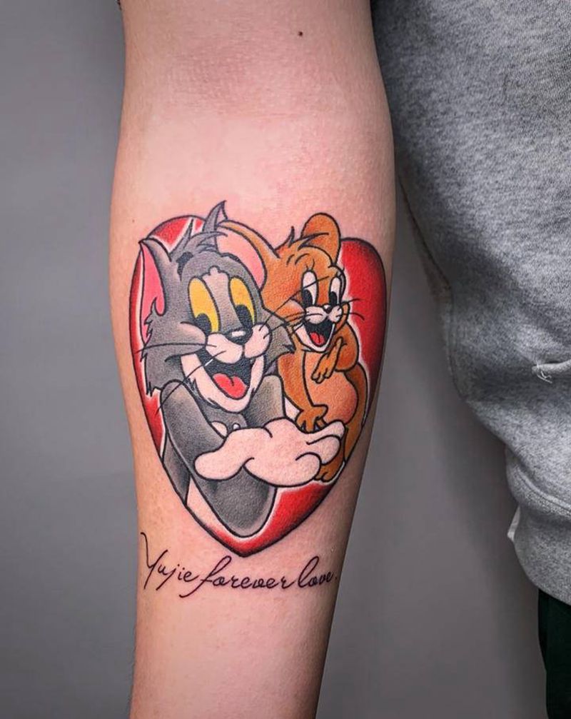 Tom&Jerry纹身图片_手臂腿部Old SchoolNew School猫和老鼠卡通纹身图案