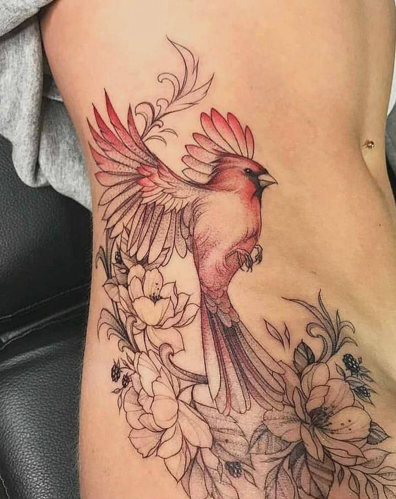 部分作品纹身图片_腰部水彩纹身图案