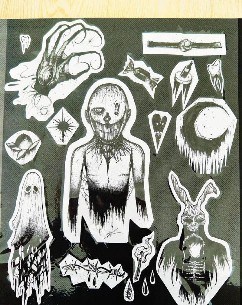 设计小图纹身图片_手臂腿部点刺纹身图案