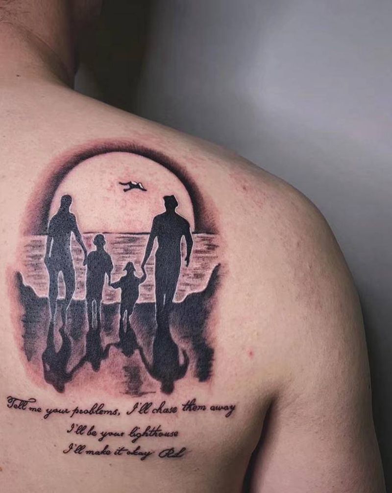 ＃家庭＃纹身图片_背部胸部家庭纹身图案