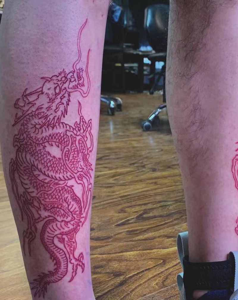＃ 龙＃纹身图片_手臂腿部老传统新传统龙龙图腾纹身图案