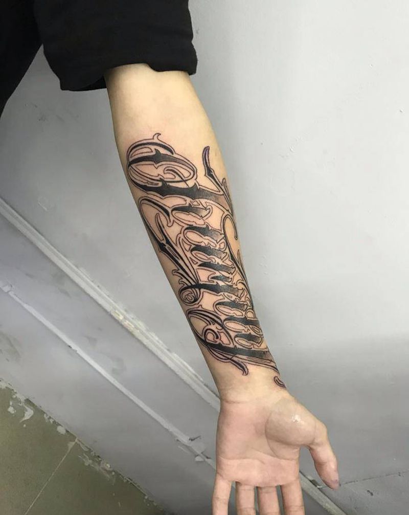 花体纹身图片_花体字纹身图案