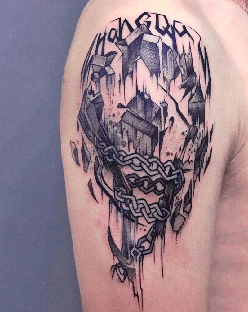 部落印章纹身图片_手臂点刺图腾纹身图案