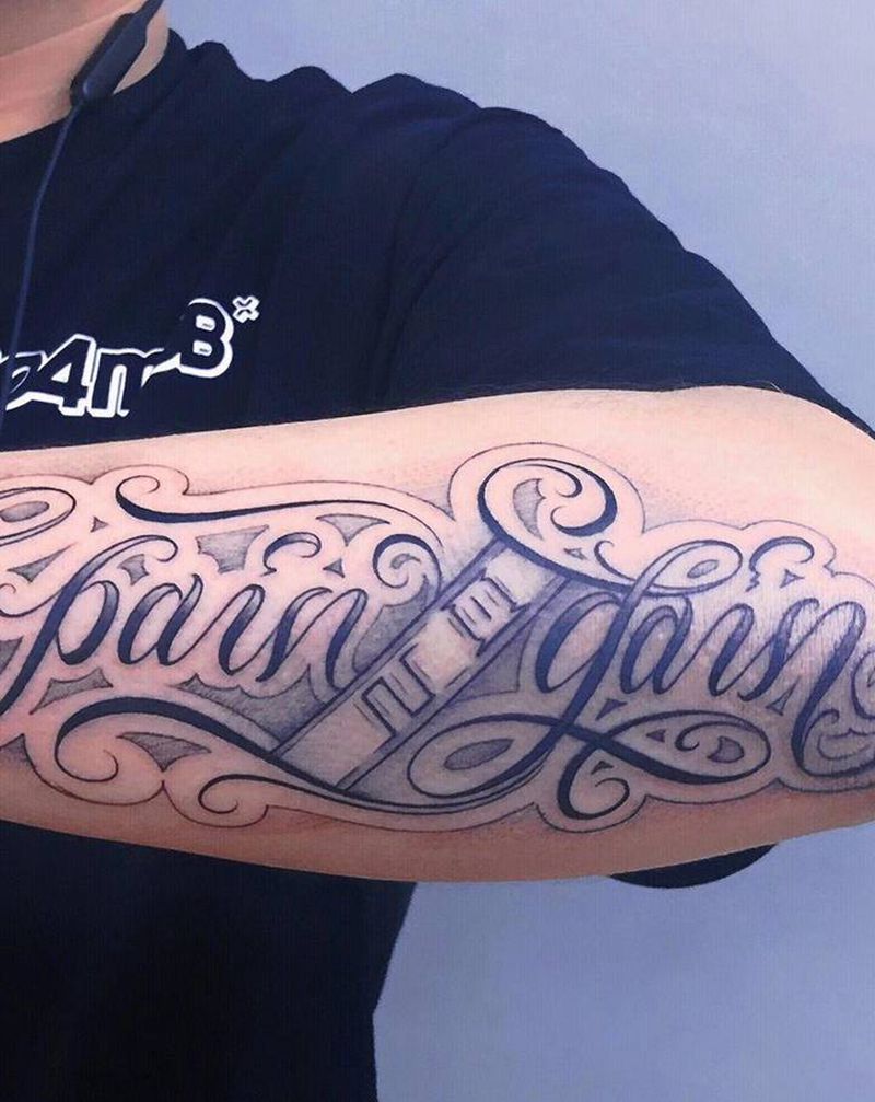 其卡诺花体纹身图片_手臂花体字纹身图案