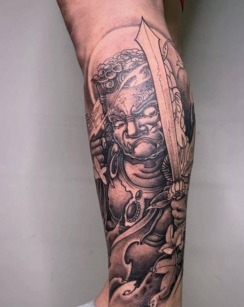 #不动明王#未完成纹身图片_手臂腿部老传统新传统不动明王纹身图案