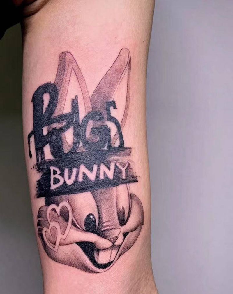 ＃兔八哥＃纹身图片_手臂欧美写实几何兔八哥纹身图案