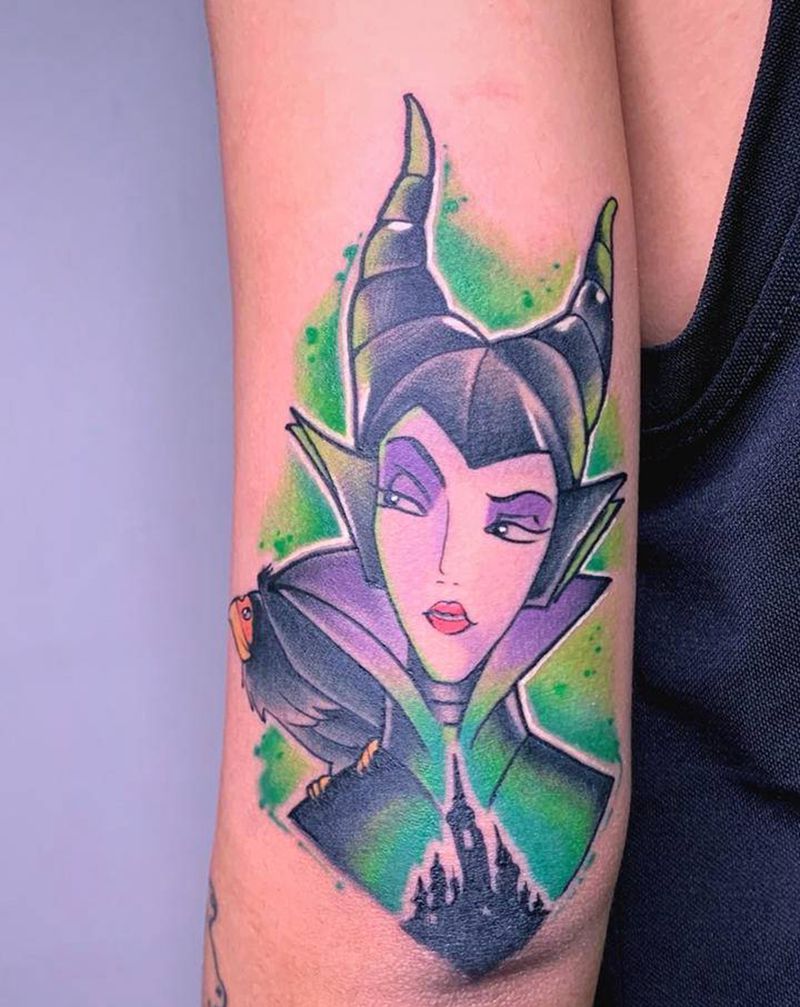 Maleficent纹身图片_手臂腿部New School水彩纹身图案
