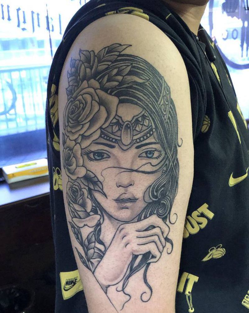 欧美女郎纹身图片_手臂New SchoolOld School纹身图案